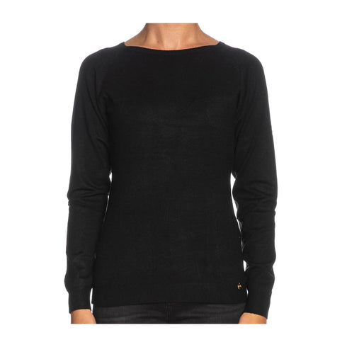 Yes Zee Maglia Maglia Donna a barchetta tinta unita Nero A24 - YESZEEM053RU00 - 0801 - S - Francavilla Moda